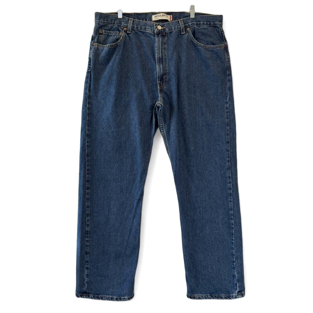 Levi’s 505 Regular Straight Jeans 42x32 Dark Stonewash Cotton Denim Workwear